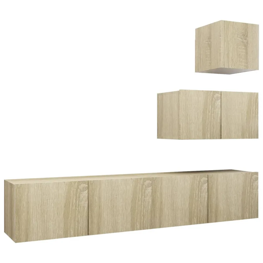 Ensemble de meuble TV 4 pcs Chêne sonoma Bois d'ingénierie - 2