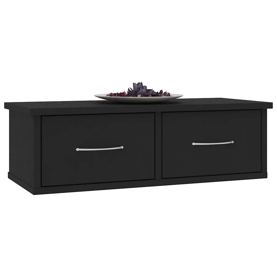 Étagère murale avec tiroirs noir 60x26x18,5cm Bois d'ingénierie - 3