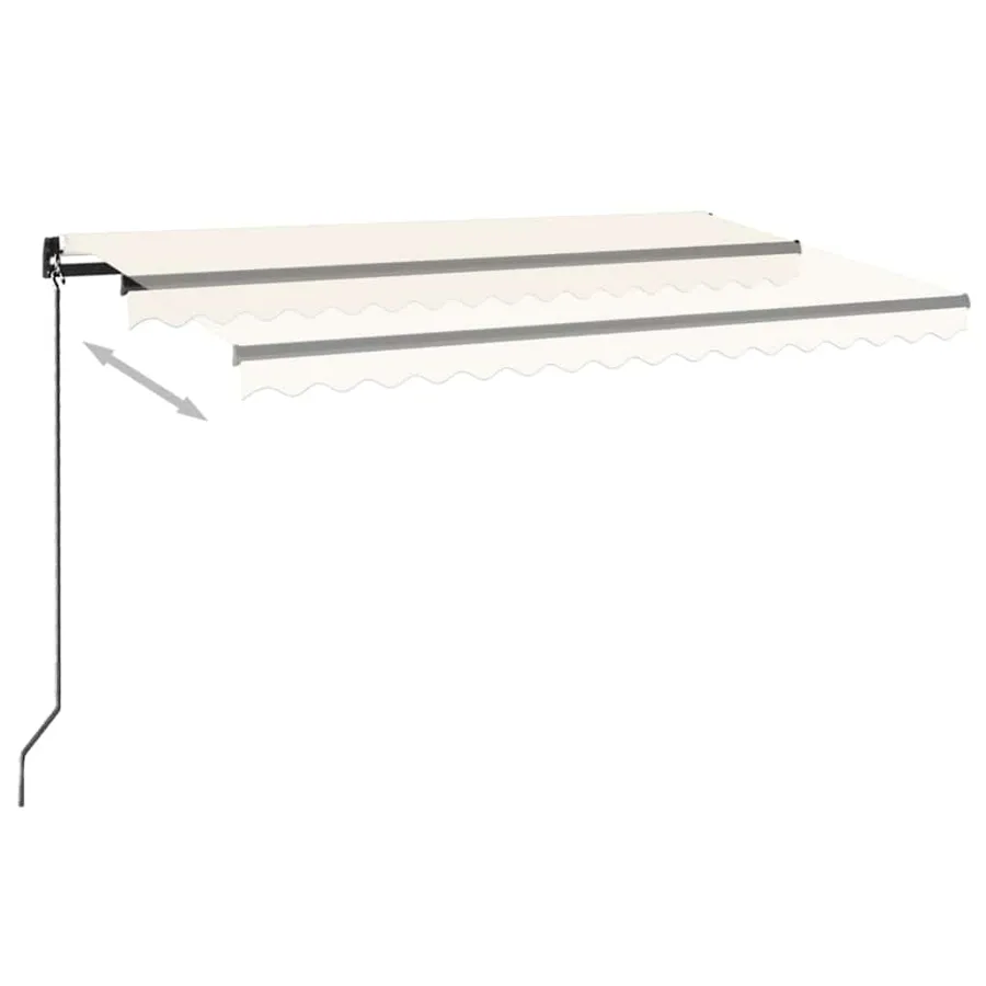 Auvent manuel rétractable avec LED 450x300 cm Crème - 3