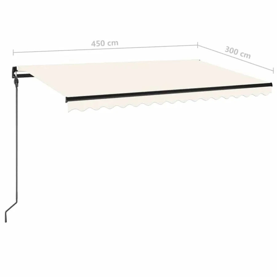 Auvent manuel rétractable avec LED 450x300 cm Crème - 7
