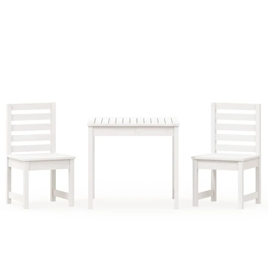 Ensemble de bistrot de jardin 3 pcs blanc bois de pin massif - 2
