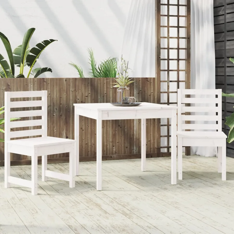 Ensemble de bistrot de jardin 3 pcs blanc bois de pin massif - 3
