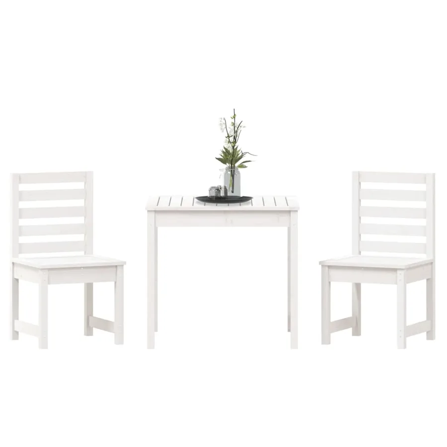 Ensemble de bistrot de jardin 3 pcs blanc bois de pin massif - 4
