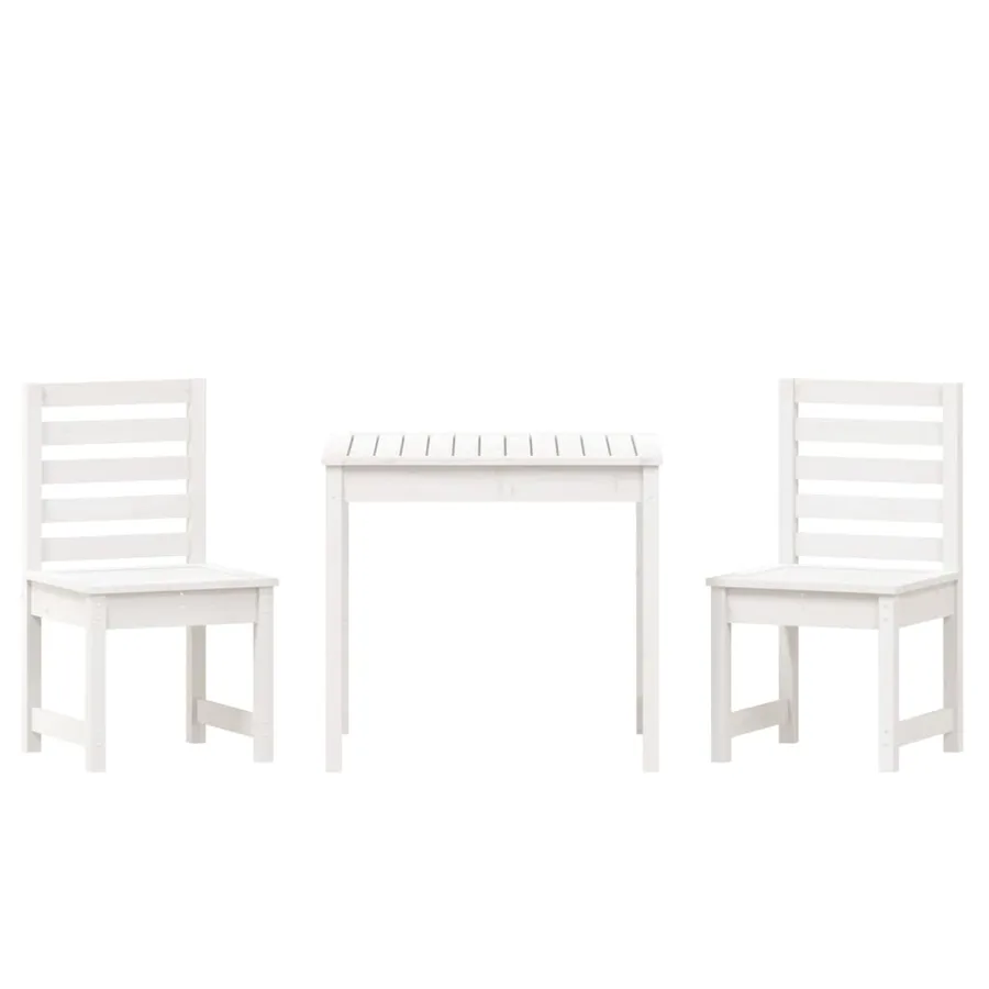 Ensemble de bistrot de jardin 3 pcs blanc bois de pin massif - 5