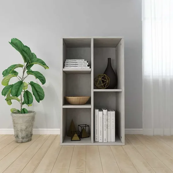 Bibliothèque/Buffet Gris béton 50x25x80 cm Bois d’ingénierie