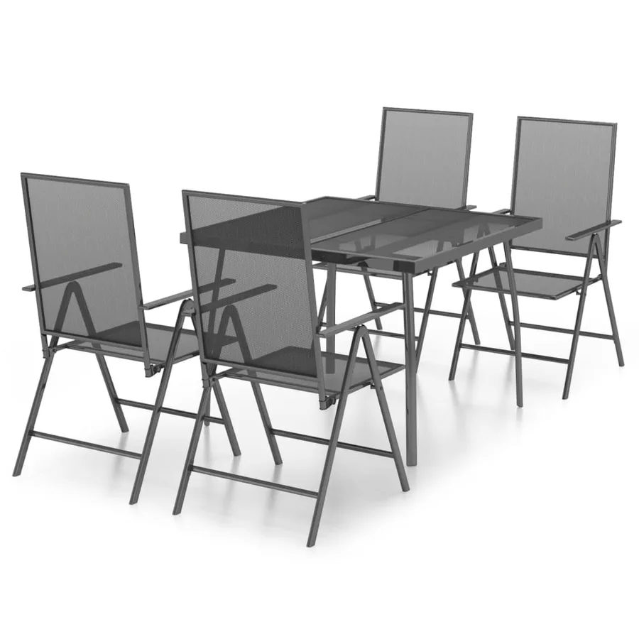 Ensemble à manger de jardin 5 pcs anthracite acier - 2