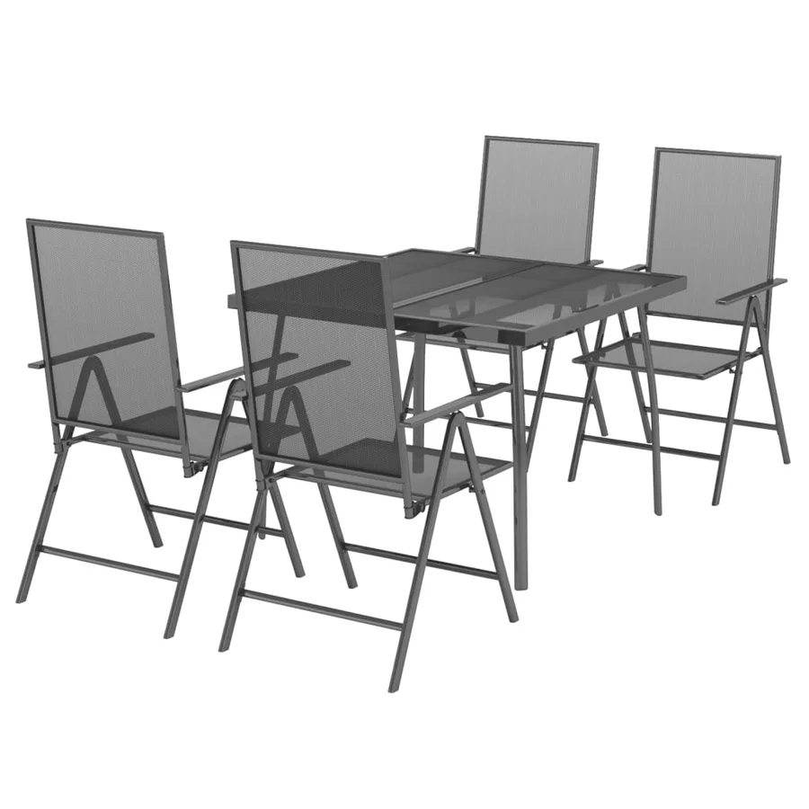 Ensemble à manger de jardin 5 pcs anthracite acier - 3