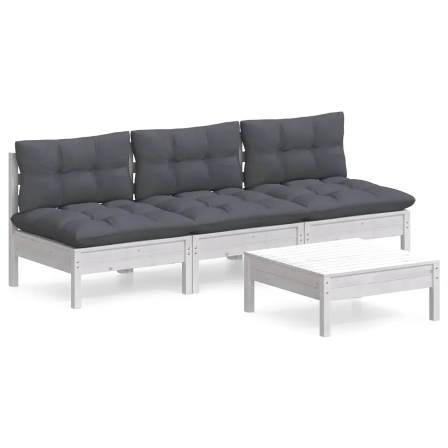 Salon de jardin 4 pcs avec coussins anthracite Bois de pin - 2