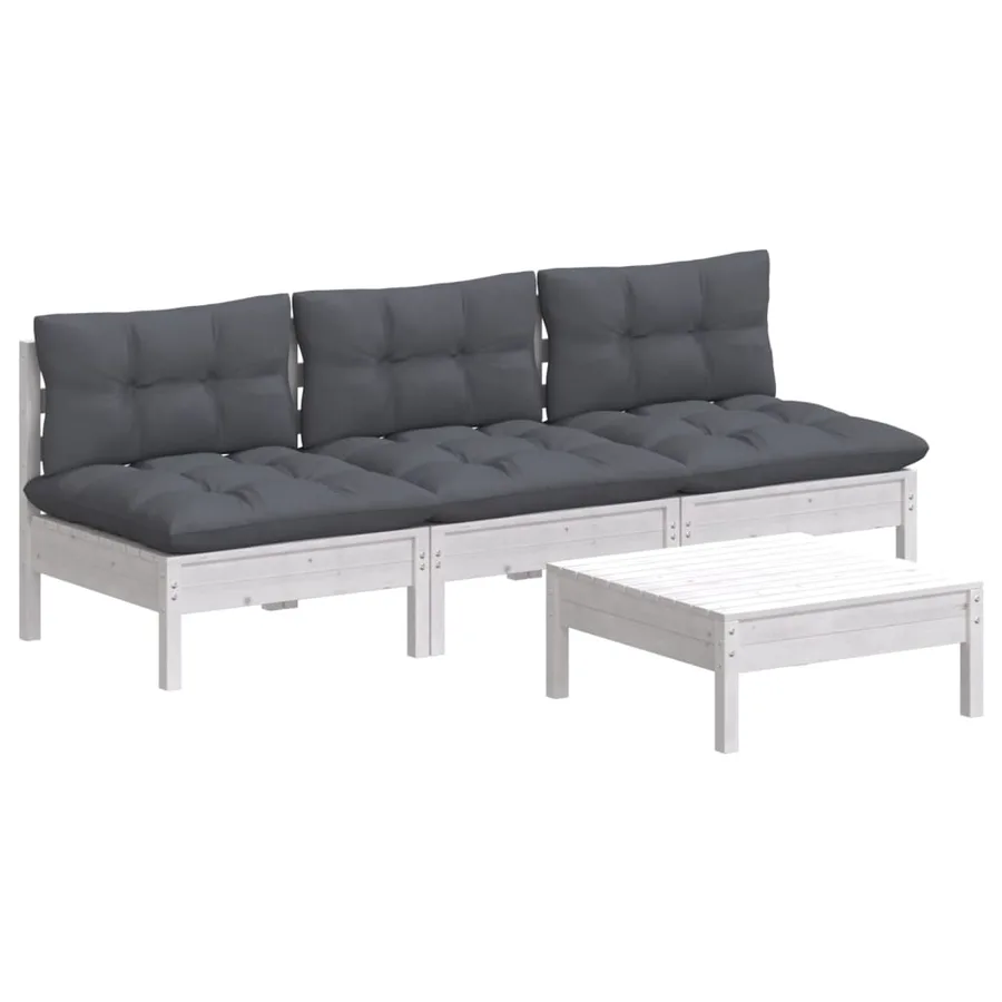 Salon de jardin 4 pcs avec coussins anthracite Bois de pin - 3