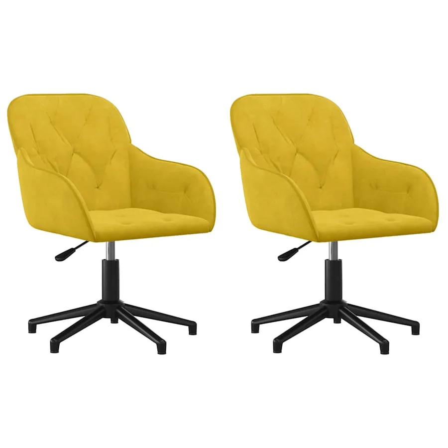 Chaises pivotantes à manger lot de 2 Jaune Velours - 2