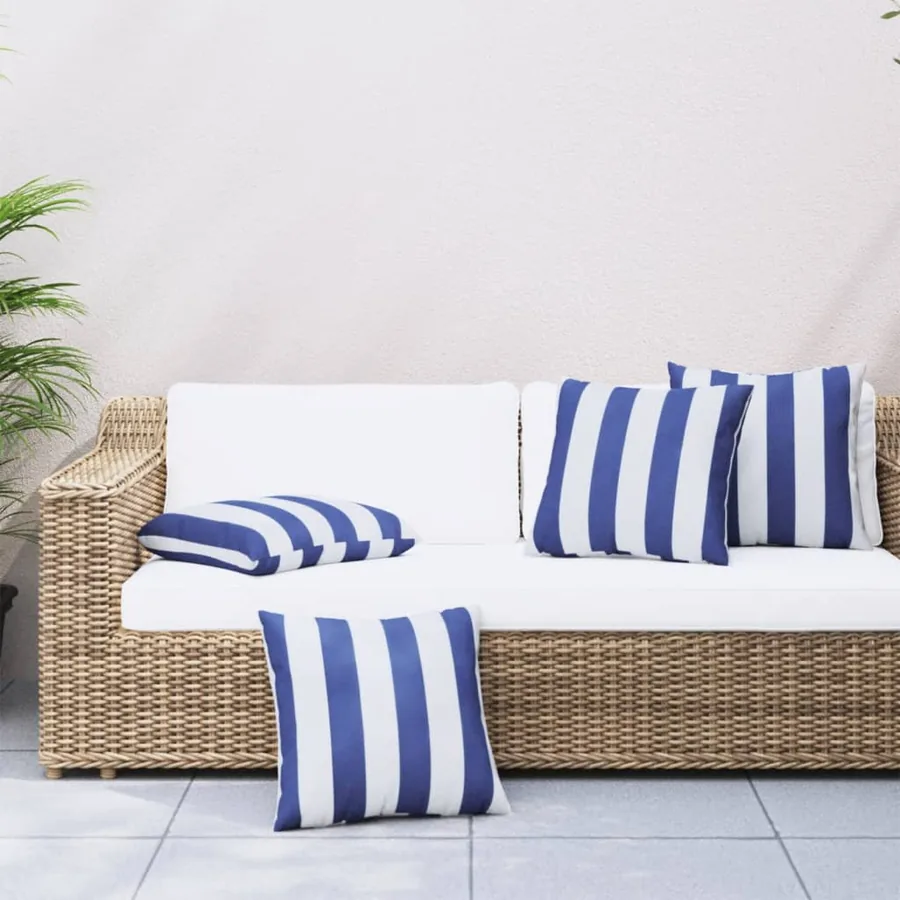 Coussins décoratifs lot de 4 bleu et blanc 40x40 cm tissu