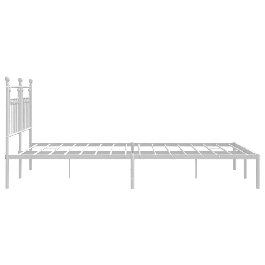 Cadre de lit métal sans matelas et tête de lit blanc 160x200 cm - 7