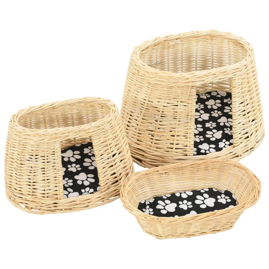 Ensemble de panier pour chats 3 pcs avec coussins 47x34x60 cm - 6
