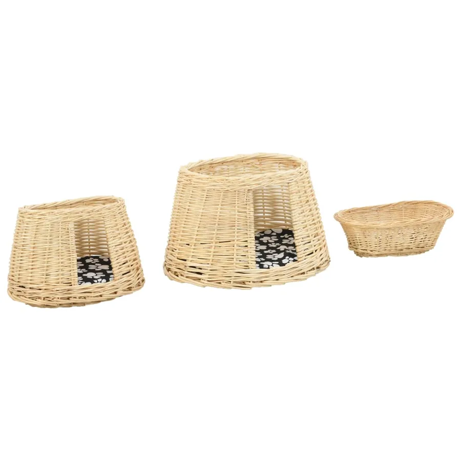Ensemble de panier pour chats 3 pcs avec coussins 47x34x60 cm - 7