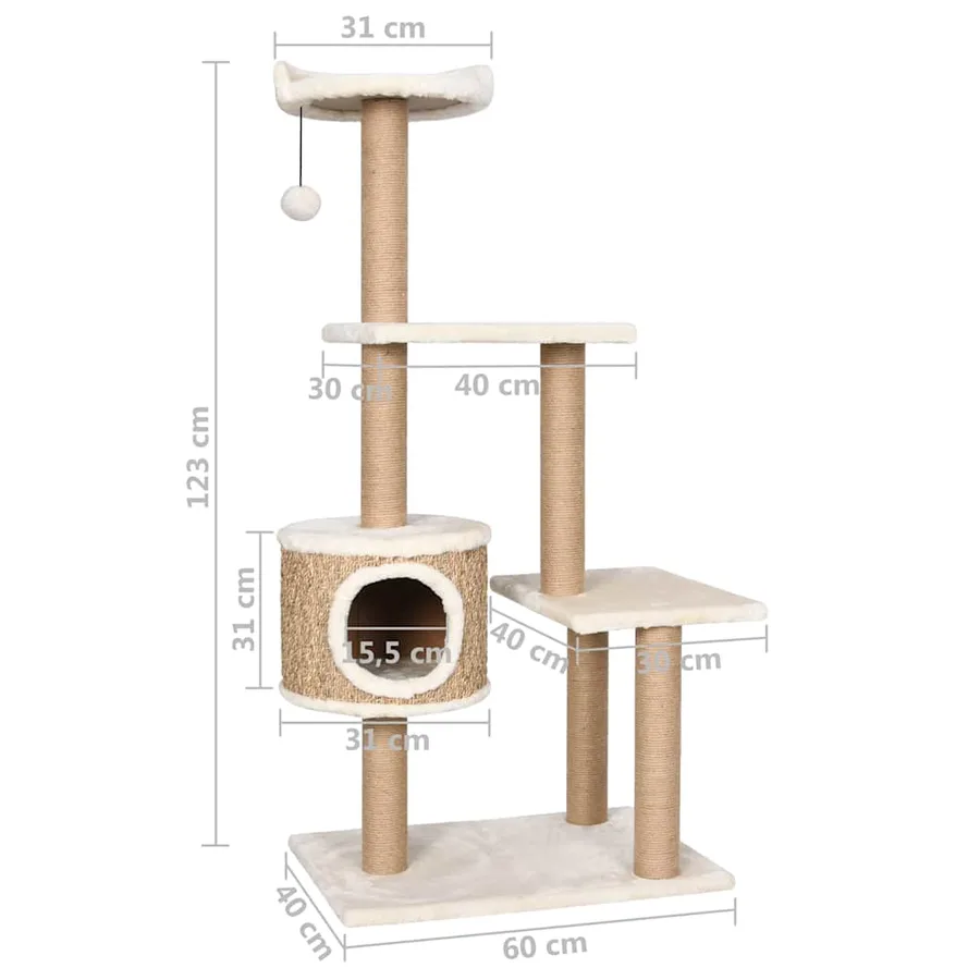 Arbre à chat avec griffoirs 123 cm Herbiers marins - 8