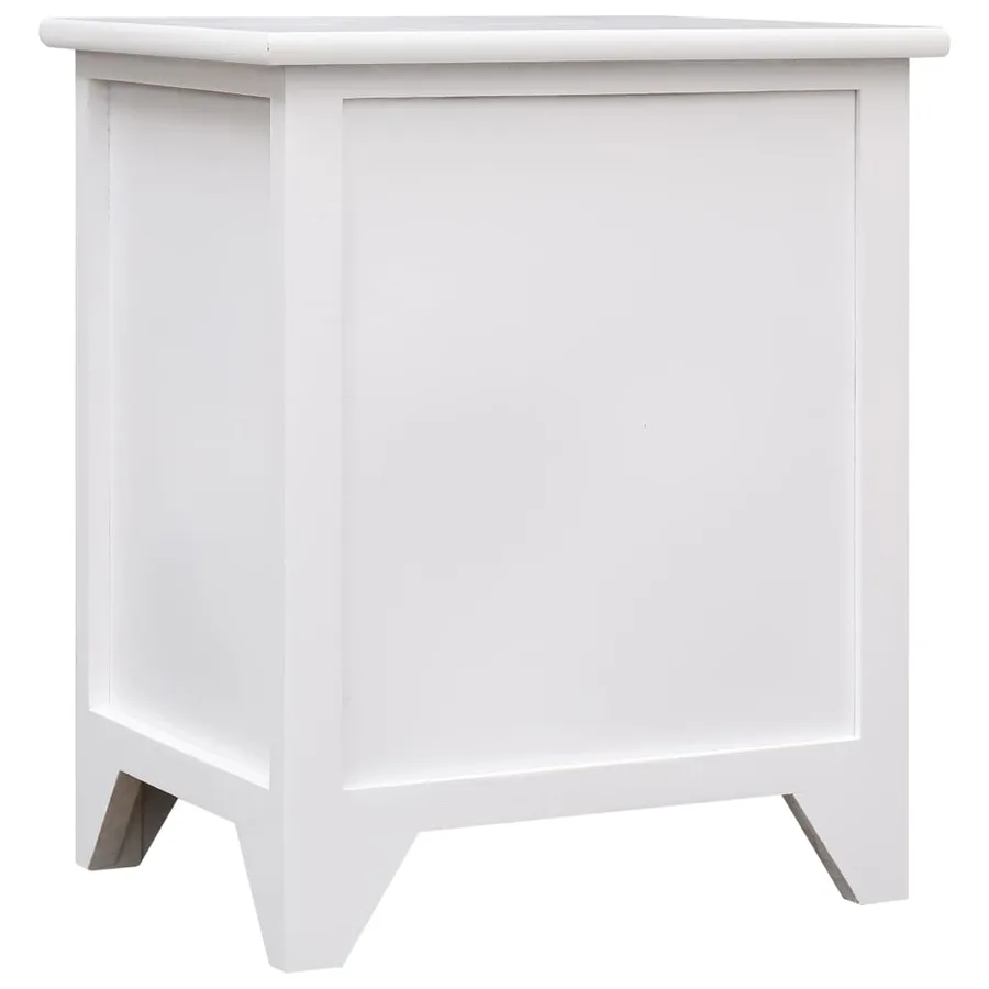Table de chevet Blanc 38x28x45 cm Bois de Paulownia - 4