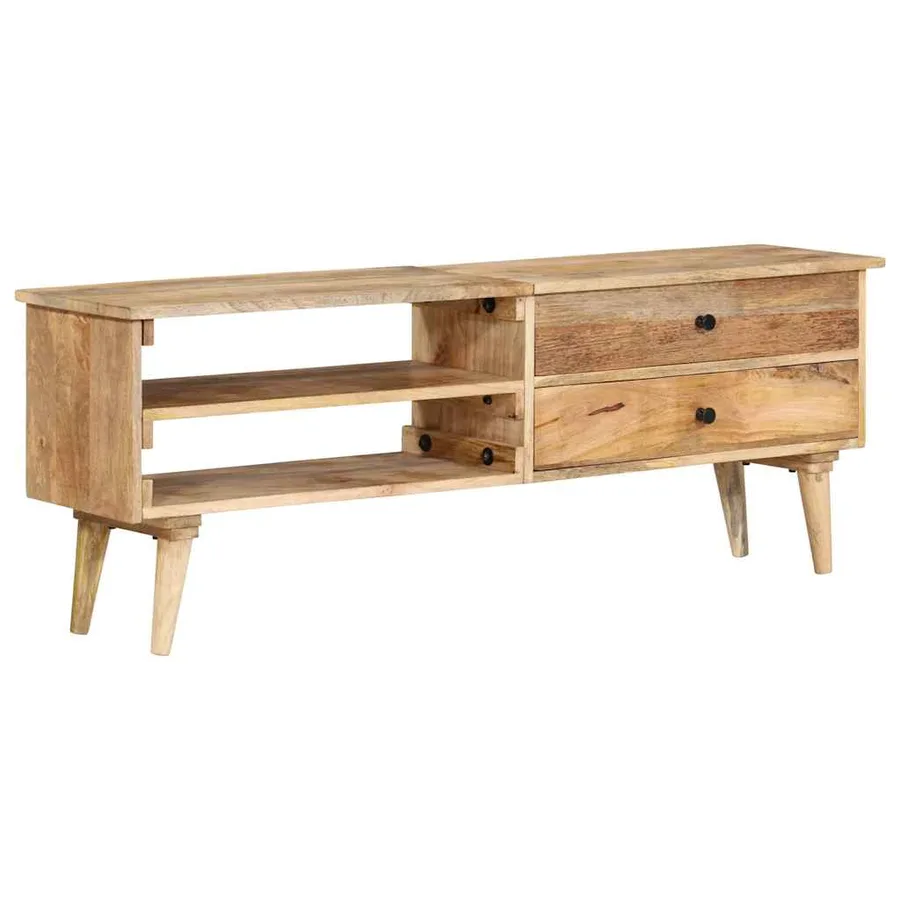 Meuble TV 140x30x50 cm Bois de manguier massif - 8