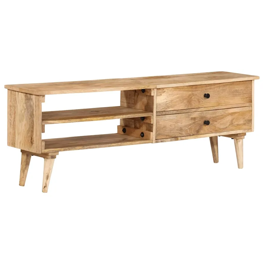 Meuble TV 140x30x50 cm Bois de manguier massif - 9