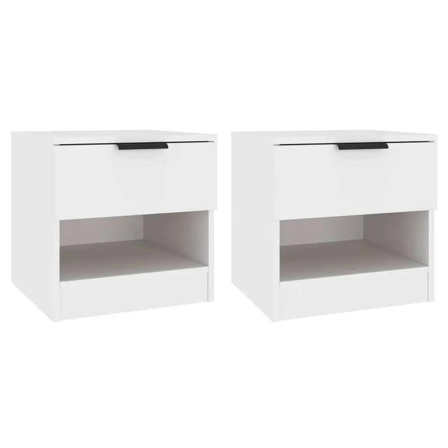 Tables de chevet 2 pcs Blanc Bois d'ingénierie - 2