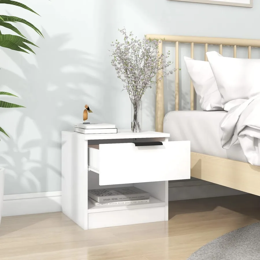 Tables de chevet 2 pcs Blanc Bois d'ingénierie - 3