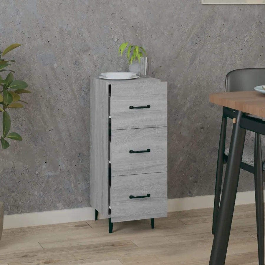 Buffet Sonoma gris 34,5x34x90 cm Bois d'ingénierie - 3