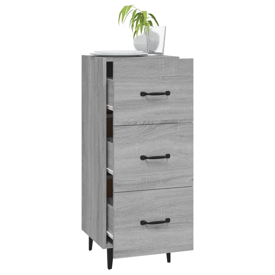 Buffet Sonoma gris 34,5x34x90 cm Bois d'ingénierie - 4
