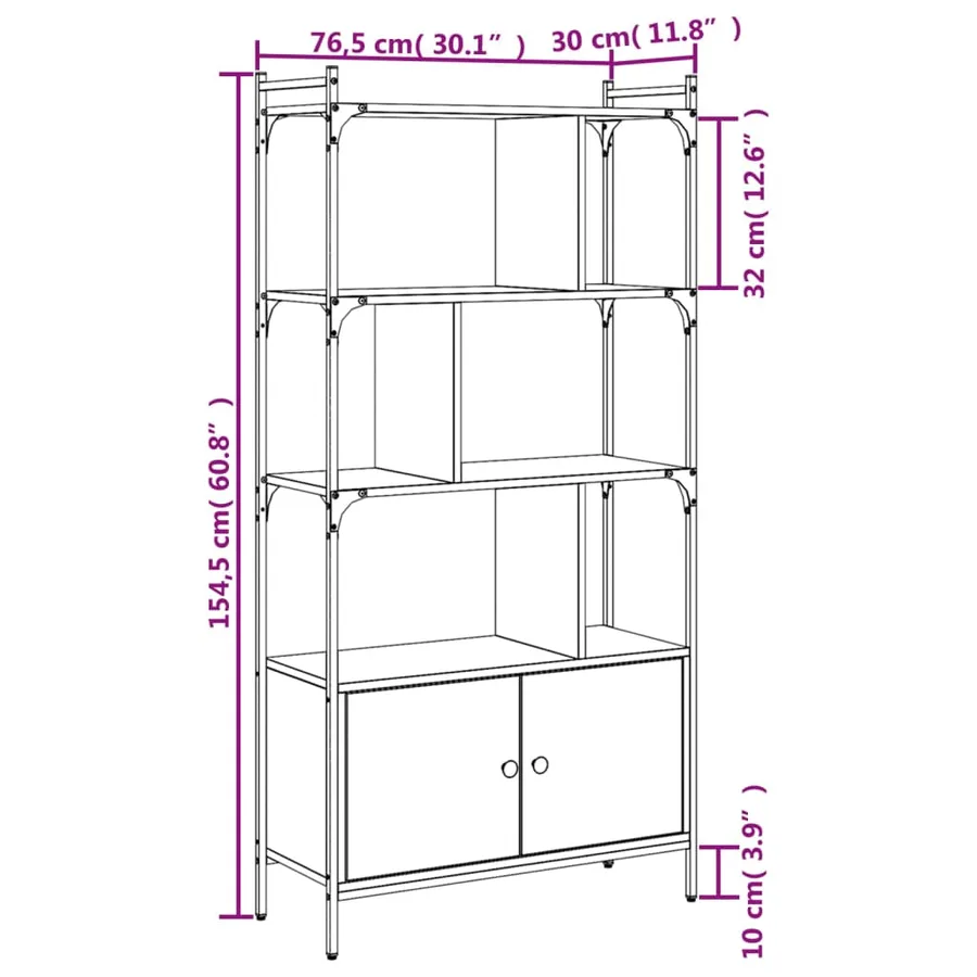 Bibliothèque avec portes chêne fumé 76,5x30x154,5 cm - 10