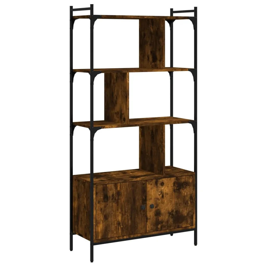 Bibliothèque avec portes chêne fumé 76,5x30x154,5 cm - 2