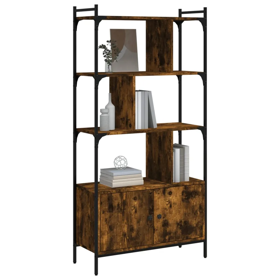 Bibliothèque avec portes chêne fumé 76,5x30x154,5 cm - 3