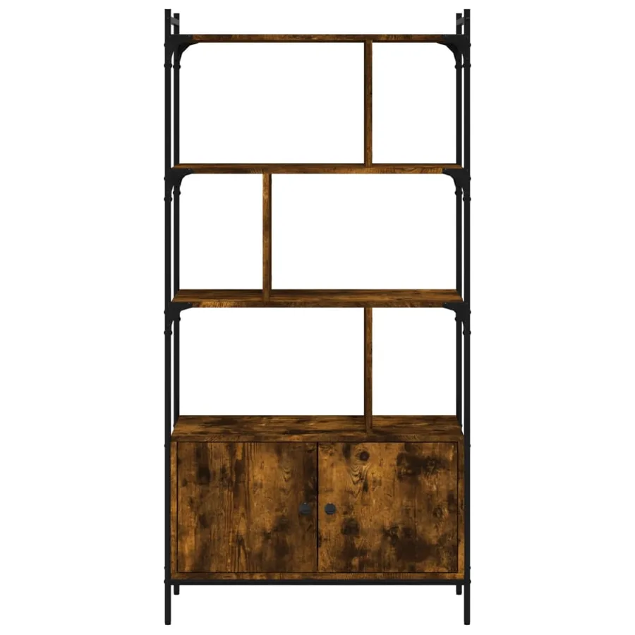 Bibliothèque avec portes chêne fumé 76,5x30x154,5 cm - 5