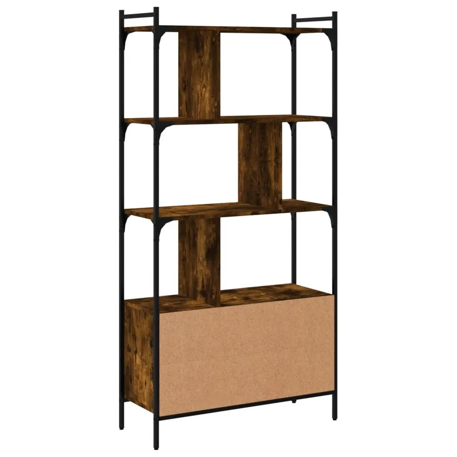 Bibliothèque avec portes chêne fumé 76,5x30x154,5 cm - 7