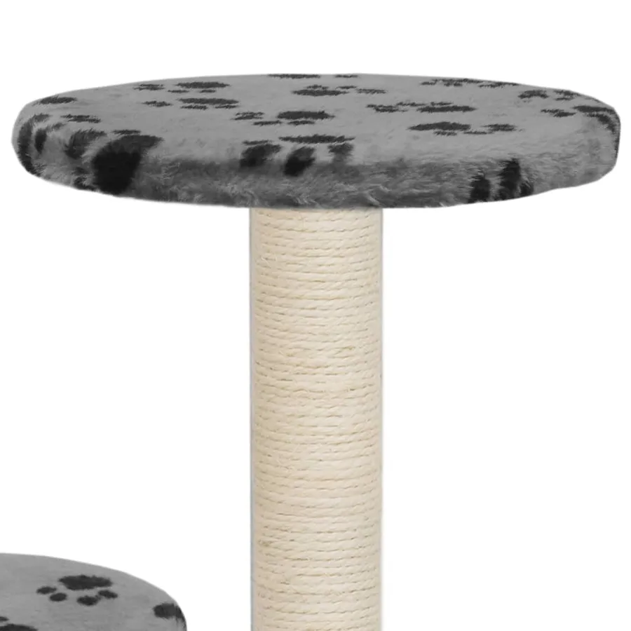 Arbre à chat avec griffoir en sisal 60 cm Gris Motif de pattes - 6