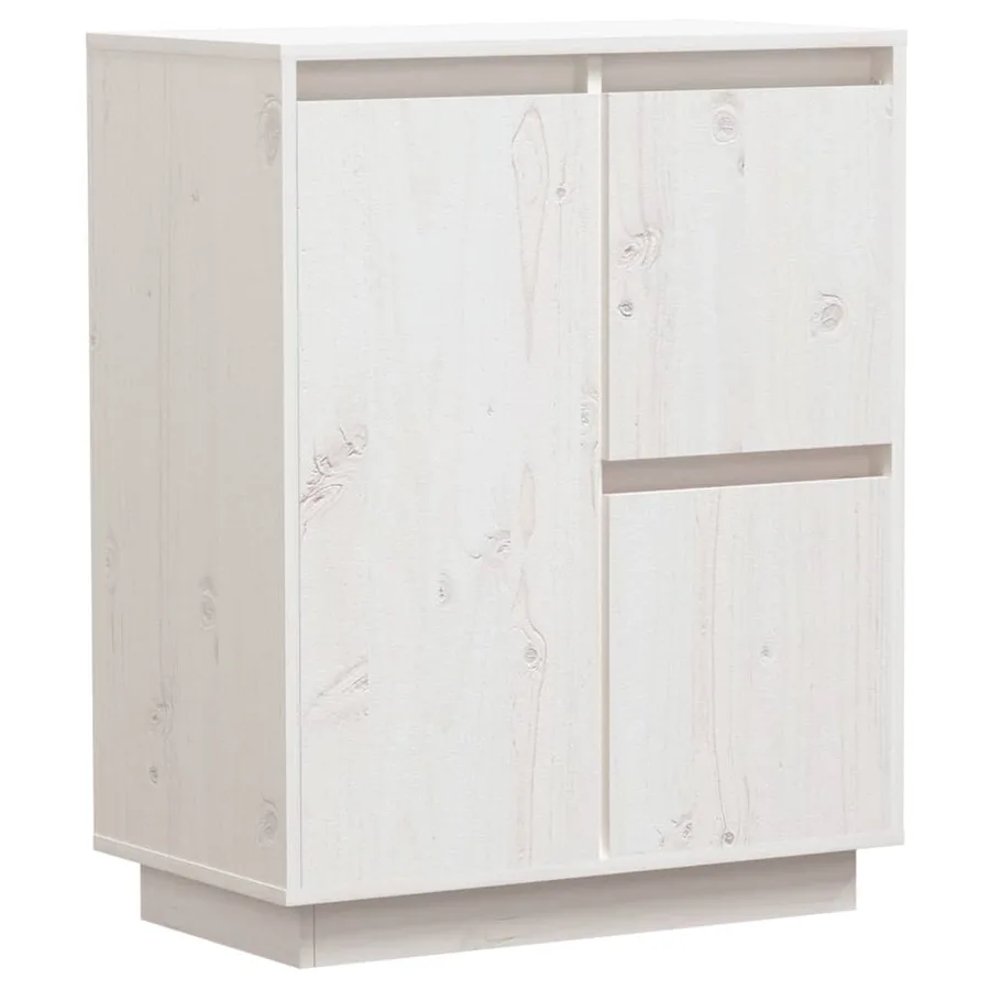 Buffet Blanc 60x34x75 cm Bois massif de pin - 2