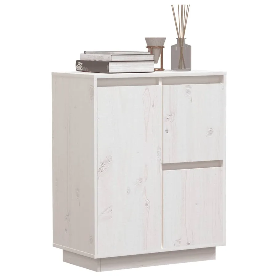 Buffet Blanc 60x34x75 cm Bois massif de pin - 4