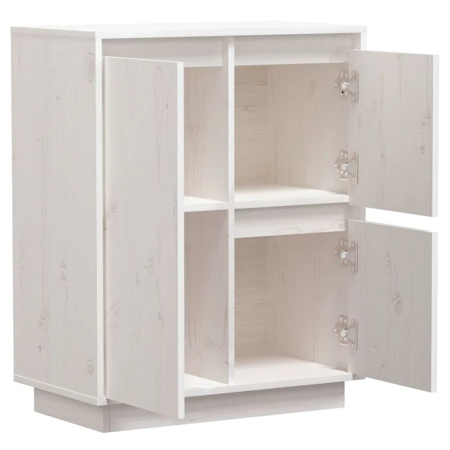 Buffet Blanc 60x34x75 cm Bois massif de pin - 6