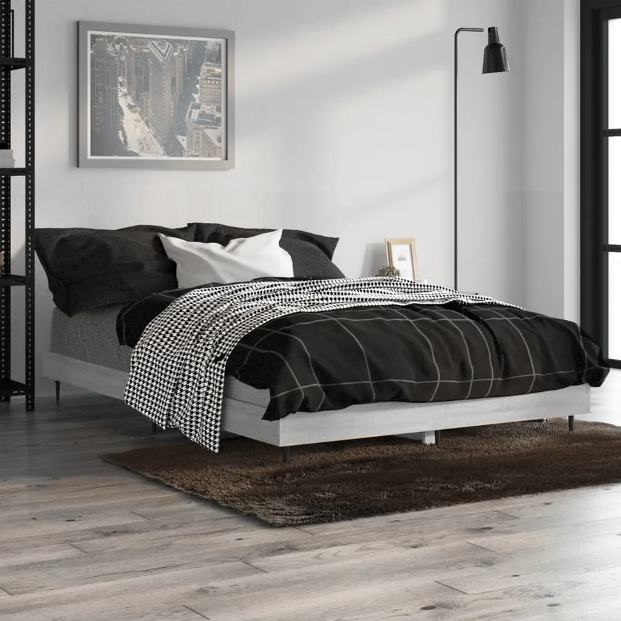 Cadre de lit sans matelas sonoma gris 120x190 cm - 4
