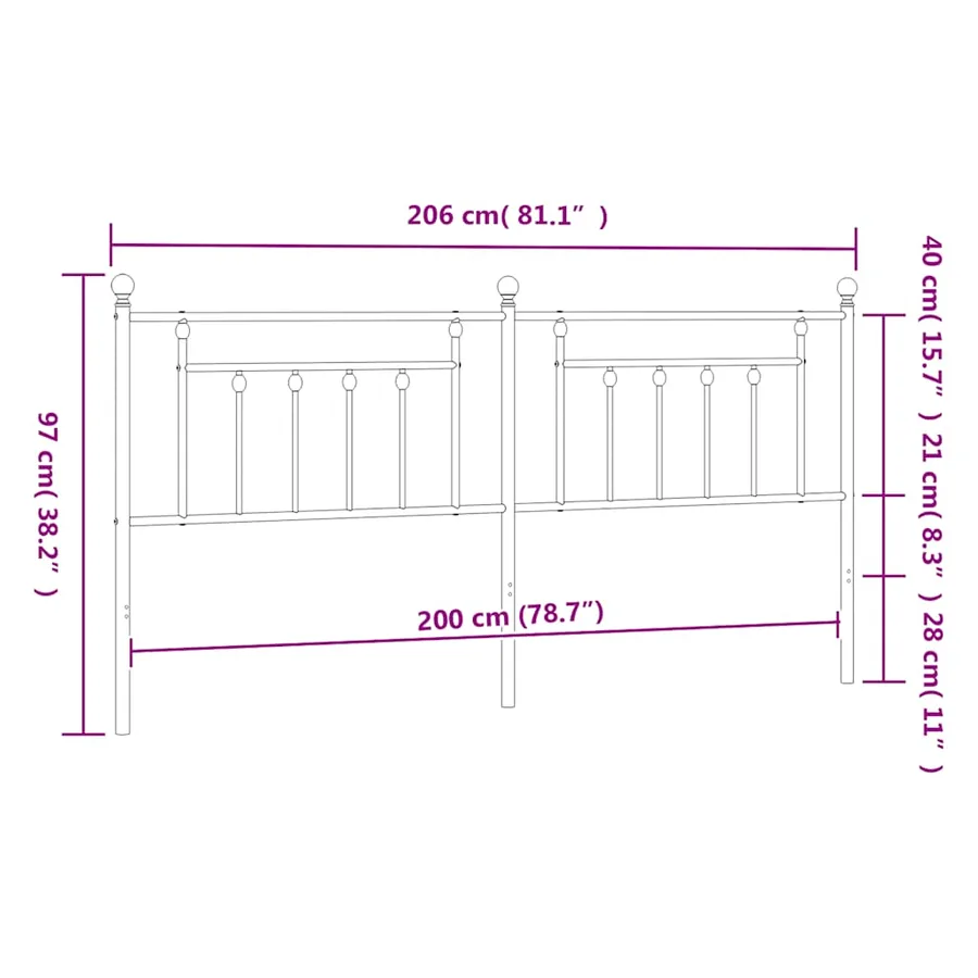 Tête de lit de remplacement métal noir 200 cm - 7