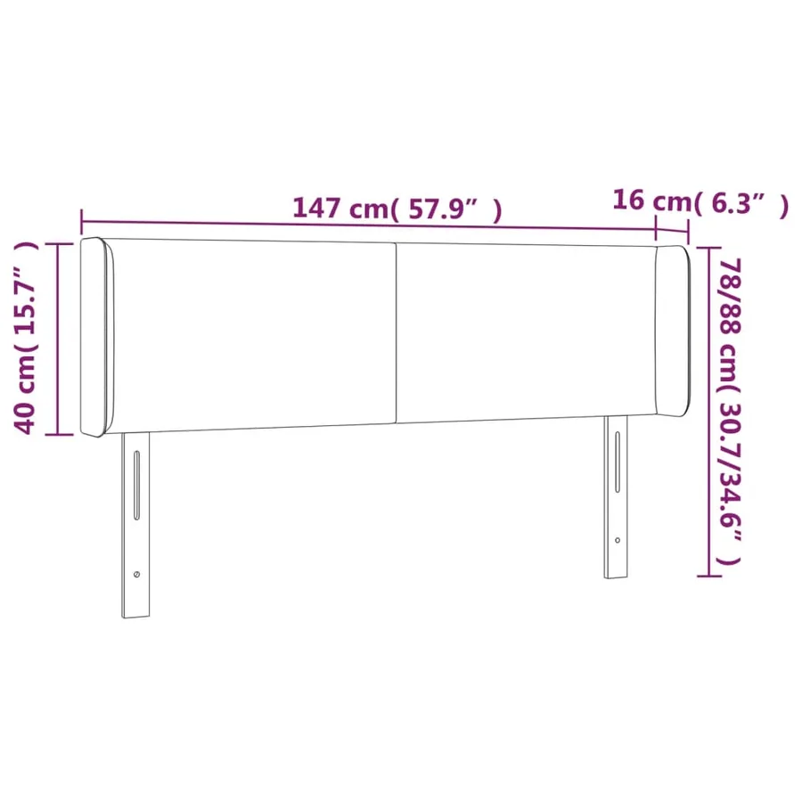 Tête de lit avec oreilles Gris clair 147x16x78/88 cm Tissu - 9