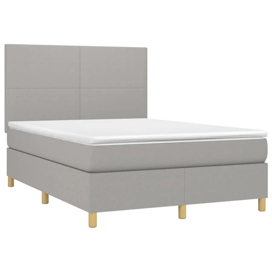 Sommier à lattes de lit et matelas et LED Gris clair 140x190 cm - 3