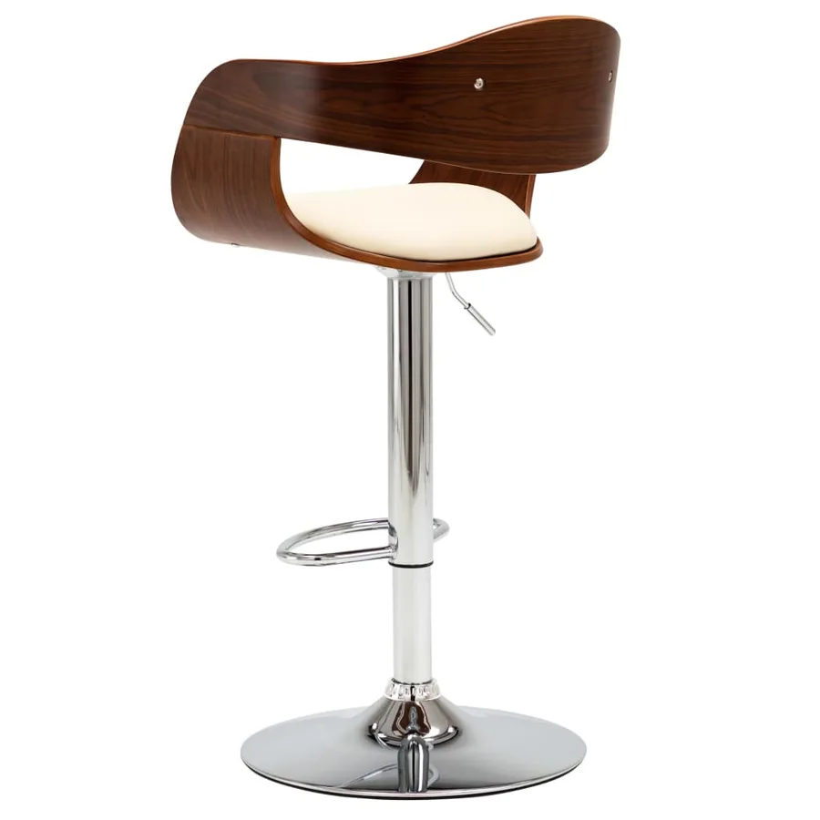 Chaises de bar lot de 2 crème bois courbé et similicuir - 5