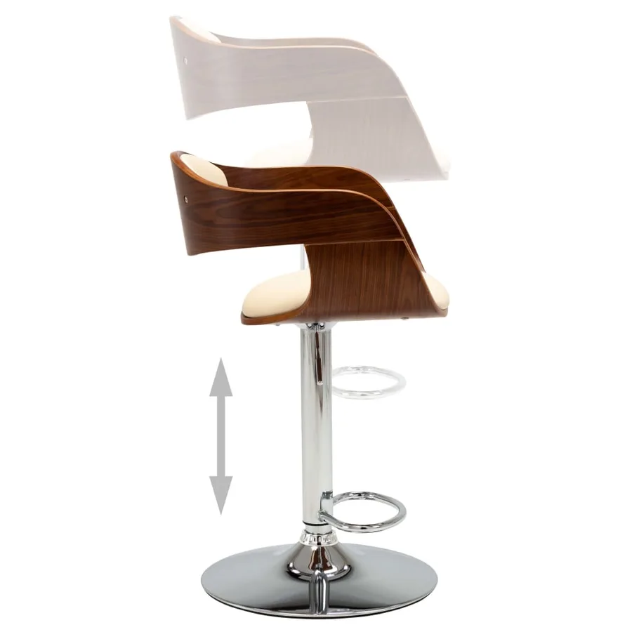 Chaises de bar lot de 2 crème bois courbé et similicuir - 6