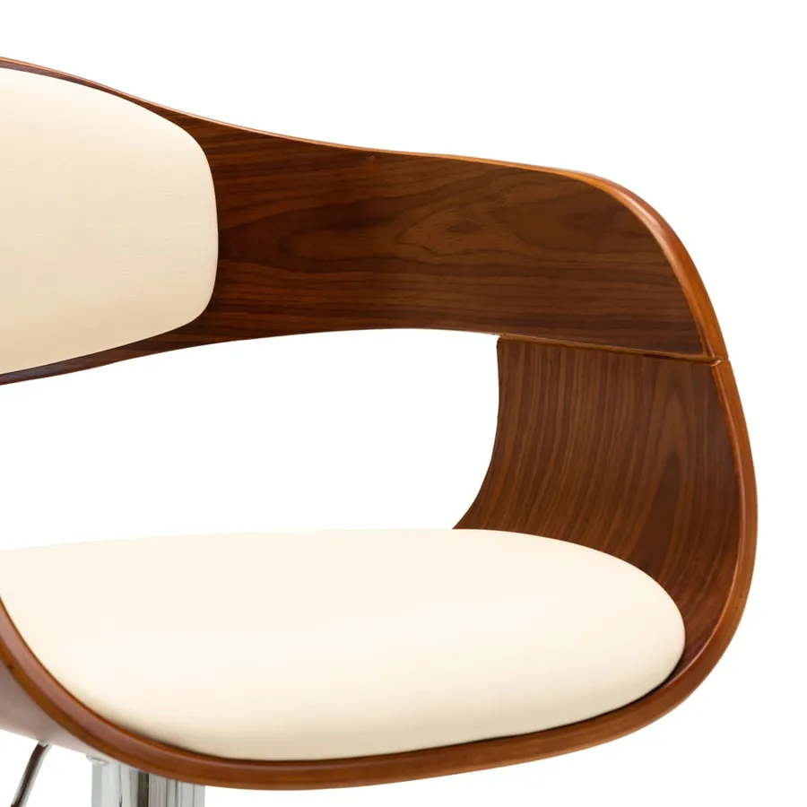Chaises de bar lot de 2 crème bois courbé et similicuir - 7