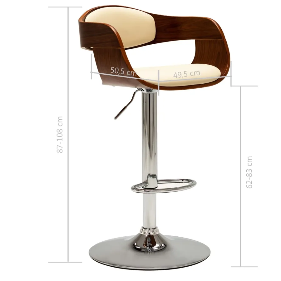Chaises de bar lot de 2 crème bois courbé et similicuir - 9