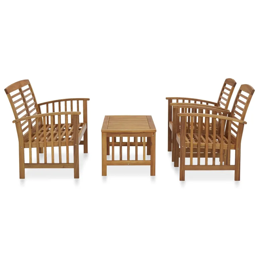 Salon de jardin 4 pcs Bois d'acacia solide - 2