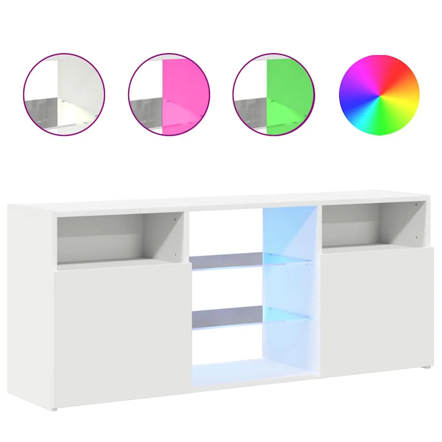 Meuble TV avec lumières LED blanc 120x30x50 cm - 2
