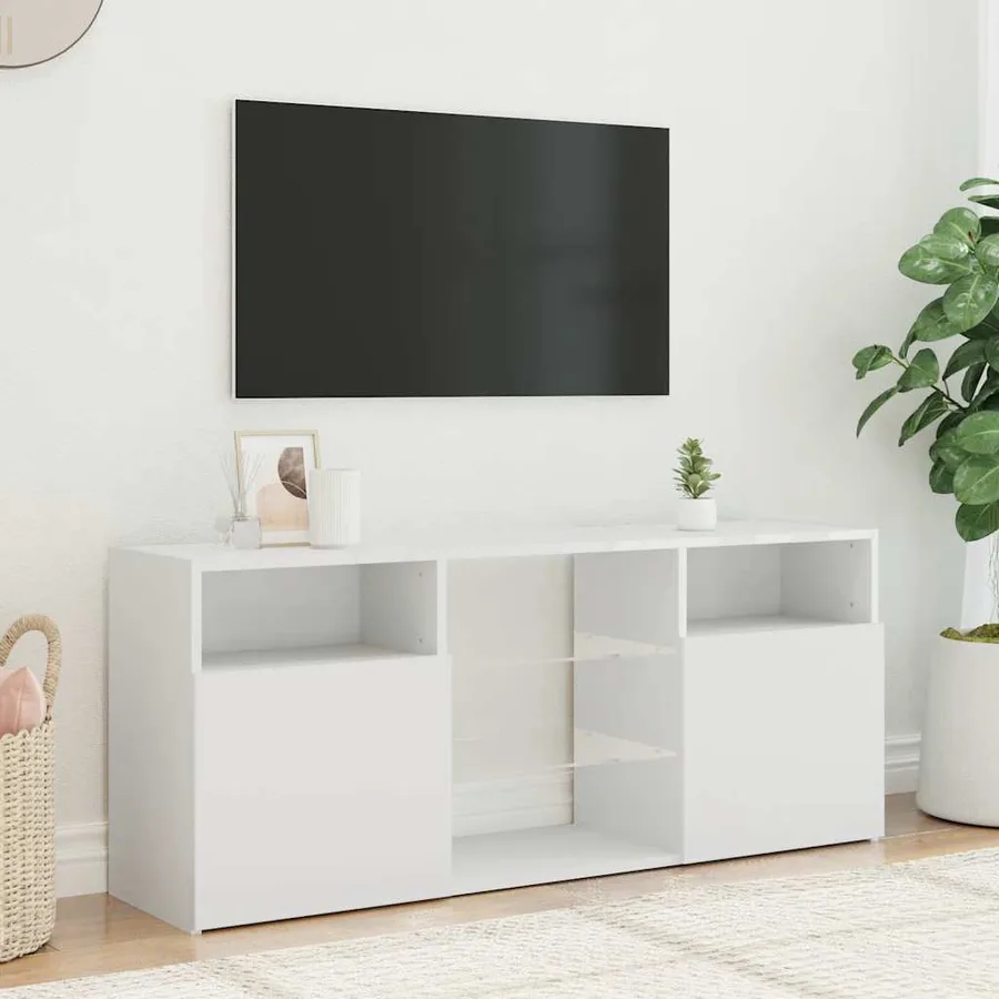 Meuble TV avec lumières LED blanc 120x30x50 cm - 4