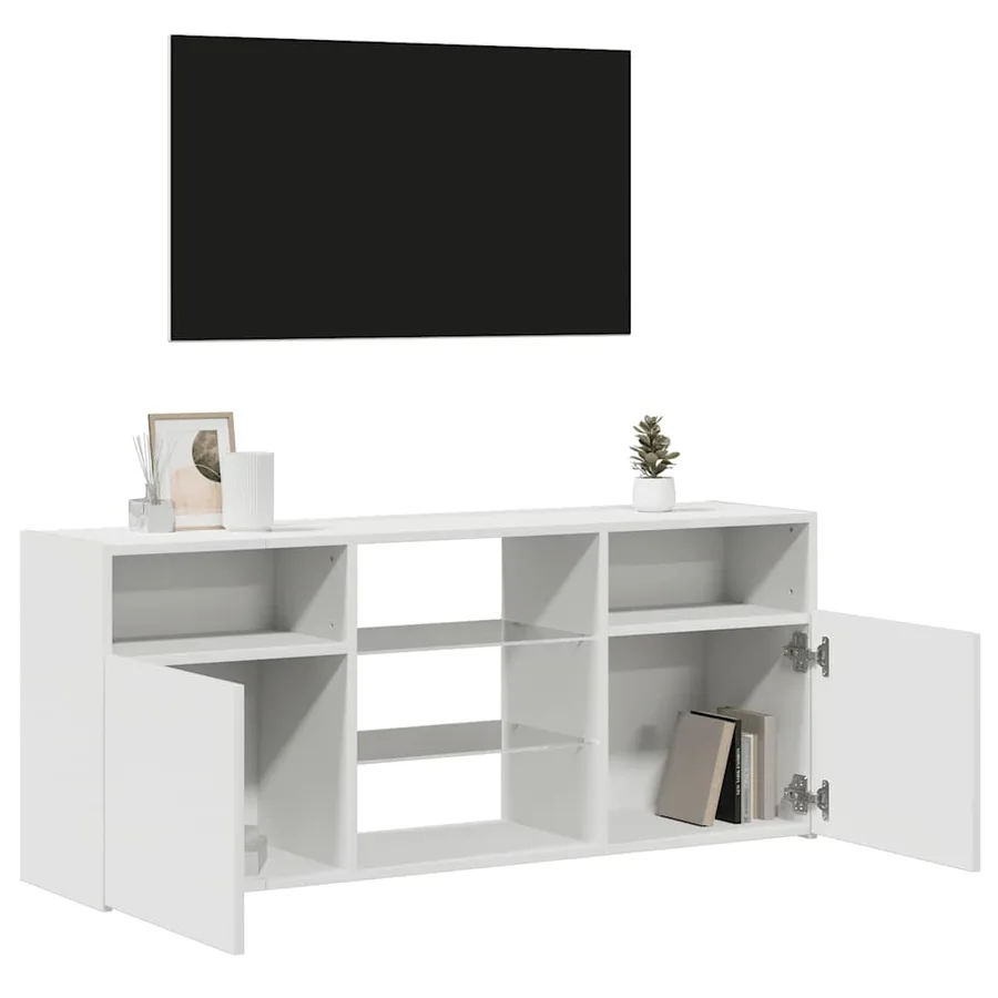 Meuble TV avec lumières LED blanc 120x30x50 cm - 6