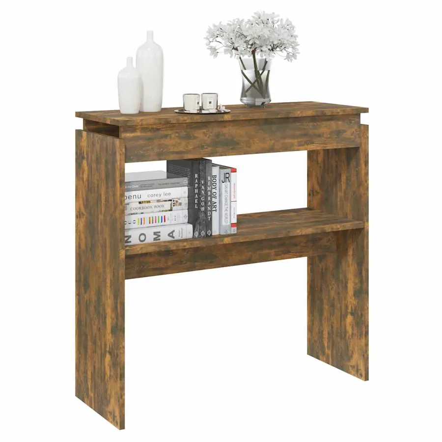 Table console Chêne fumé 80x30x80 cm Bois d'ingénierie - 5