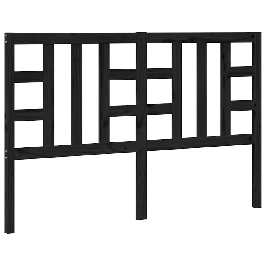 Tête de lit Noir 146x4x100 cm Bois massif de pin - 2