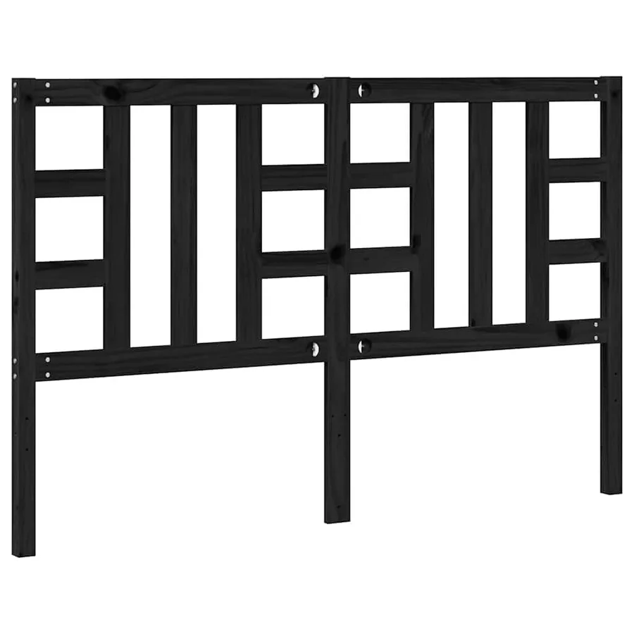 Tête de lit Noir 146x4x100 cm Bois massif de pin - 6